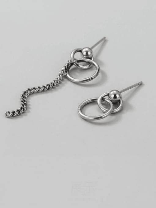 Ring Chain Earrings 925 Sterling Silver Tassel Vintage Drop Earring