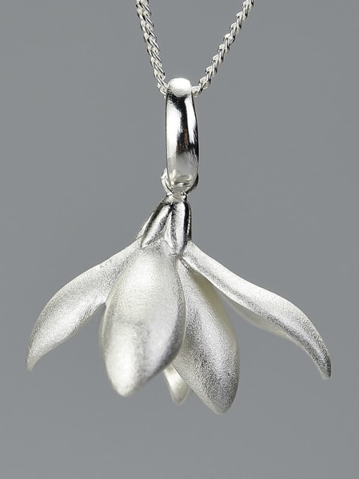 Lfje0186B(Small) 925 Sterling Silver Lonely fragrant magnolia flower chinese style retro creative Artisan Pendant