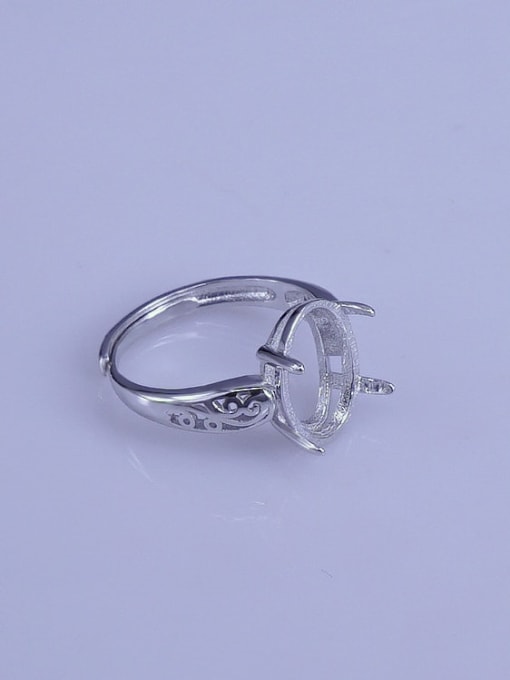 Supply 925 Sterling Silver 18K White Gold Plated Geometric Ring Setting Stone size: 10*14mm 2