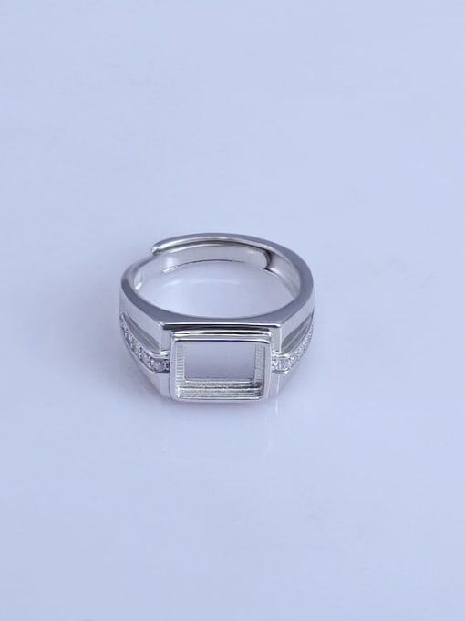 Supply 925 Sterling Silver 18K White Gold Plated Geometric Ring Setting Stone size: 7*9mm 0