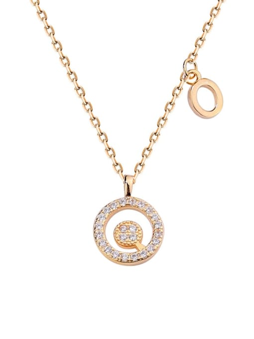 A1573 Champagne plated gold O 925 Sterling Silver Rhinestone Geometric Minimalist Necklace