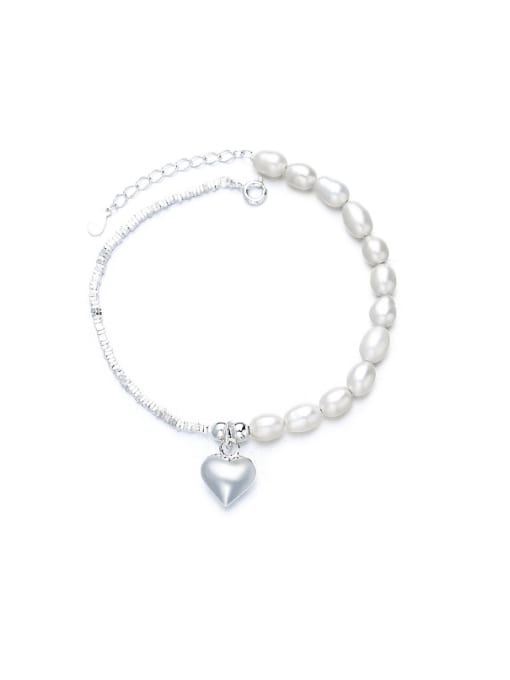 TAIS 925 Sterling Silver Freshwater Pearl Heart Minimalist Necklace 4