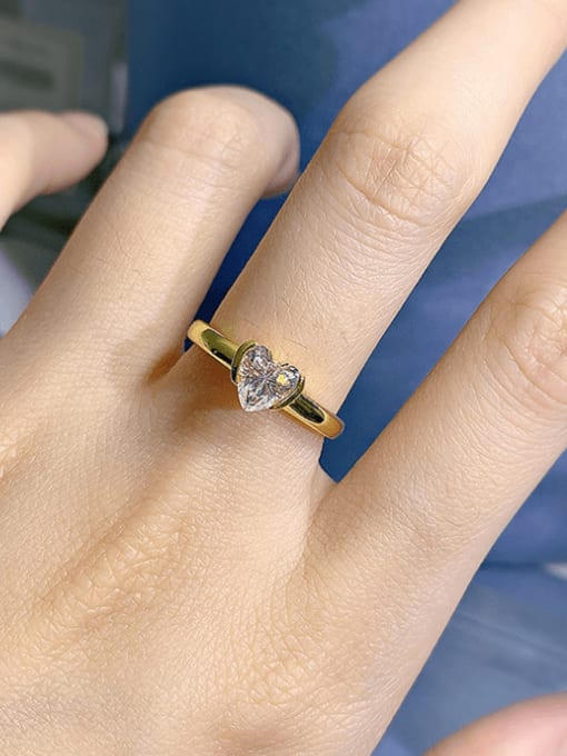 M&J 925 Sterling Silver High Carbon Diamond Heart Minimalist Band Ring 1