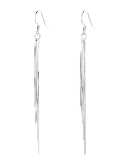 132fr white gold, about 3 G, right 925 Sterling Silver Tassel Trend Threader Earring