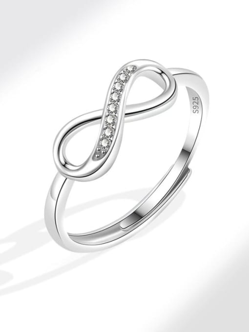 Platinum 925 Sterling Silver Cubic Zirconia Bowknot Dainty Band Ring