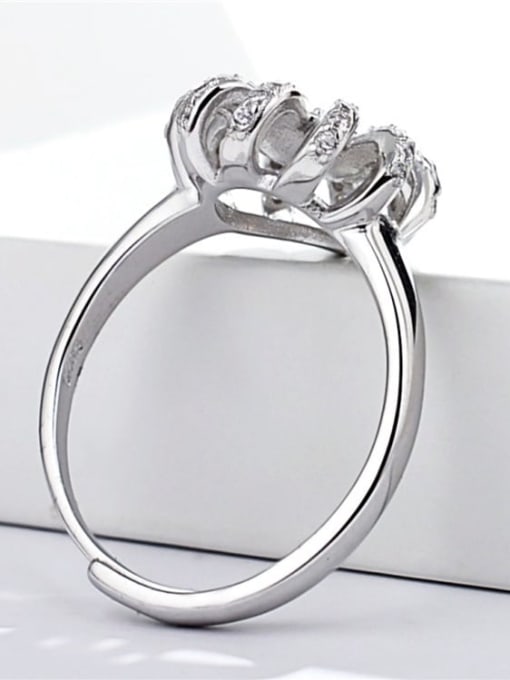 Supply 925 Sterling Silver 18K White Gold Plated Ball Ring Setting Stone diameter: 7.5-8mm 0