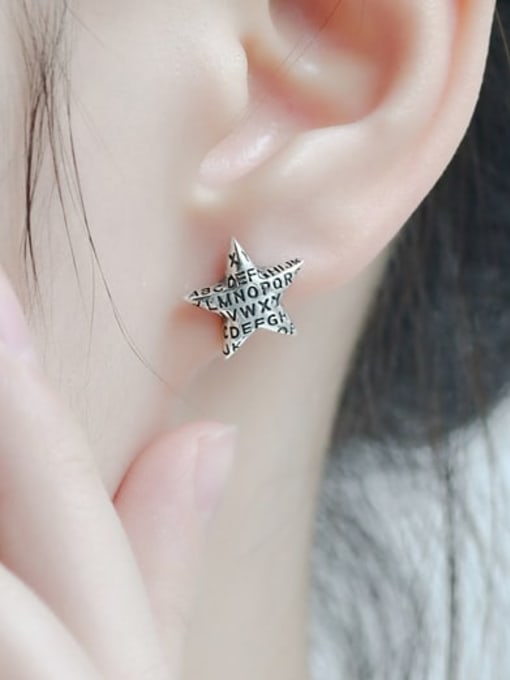 ARTTI 925 Sterling Silver Five-Pointed Star Vintage Stud Earring 1