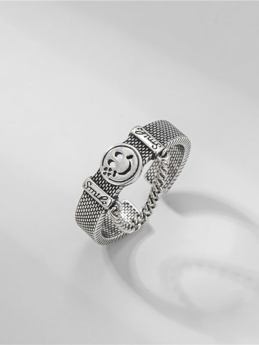 ARTTI 925 Sterling Silver Smiley Vintage Stackable Ring