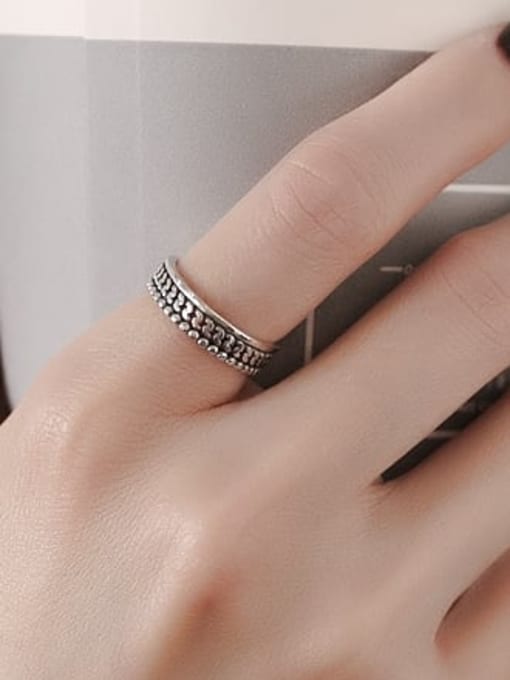 TAIS 925 Sterling Silver Geometric Vintage Band Ring 1
