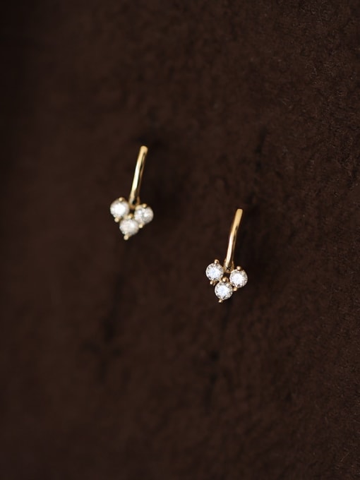 ZEMI 925 Sterling Silver Cubic Zirconia Flower Minimalist Stud Earring 0