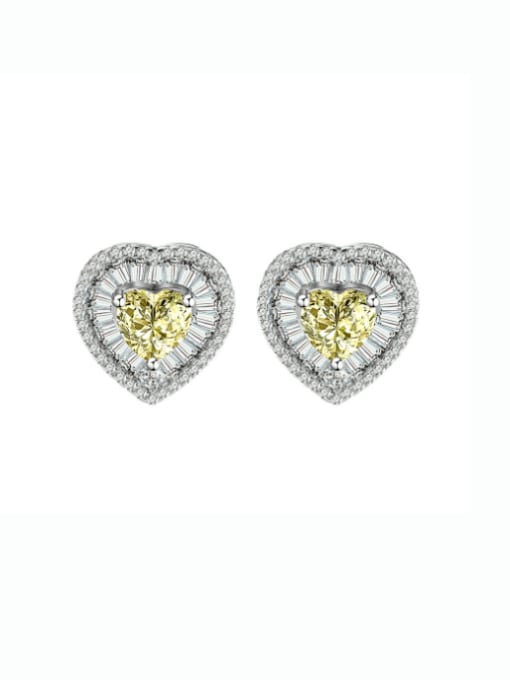 A&T Jewelry 925 Sterling Silver Cubic Zirconia Heart Luxury Stud Earring 3