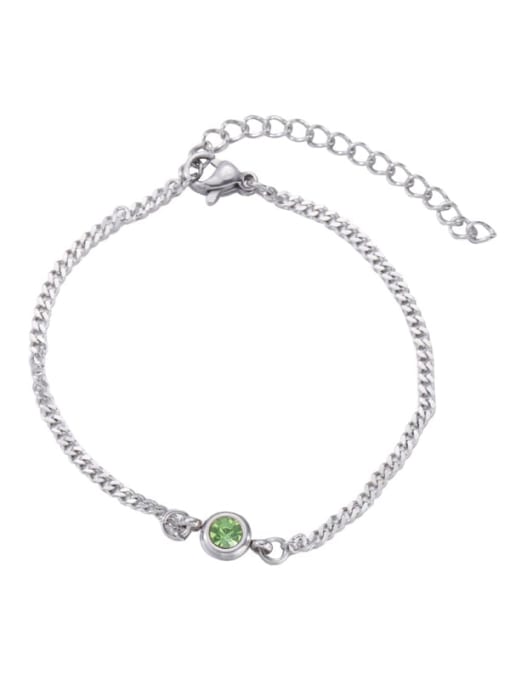 8 green Stainless steel Rhinestone Round Minimalist Bracelet