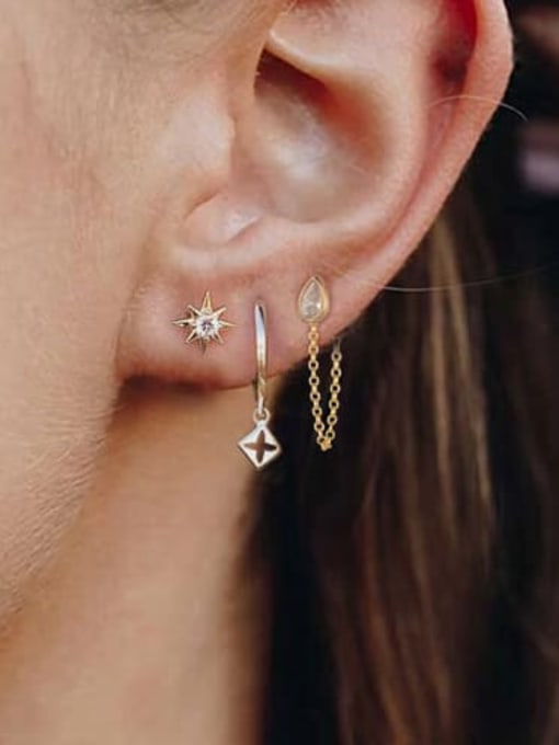 YUANFAN 925 Sterling Silver Pentagram Dainty Stud Earring 2