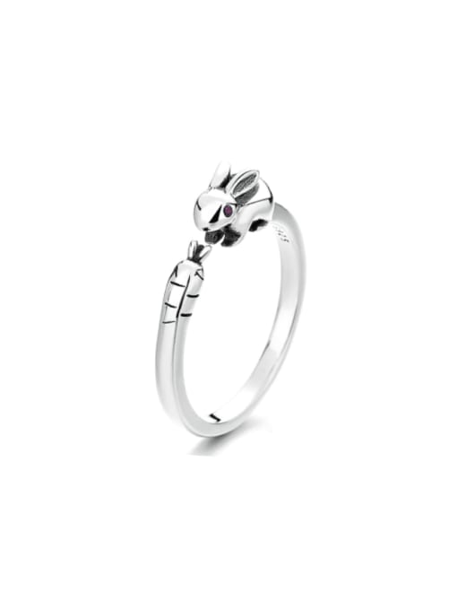 TAIS 925 Sterling Silver Icon Rabbit Cute Band Ring 0