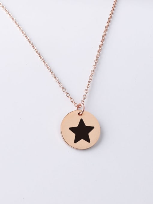 rose gold Stainless steel disc five-pointed star series pendant necklace