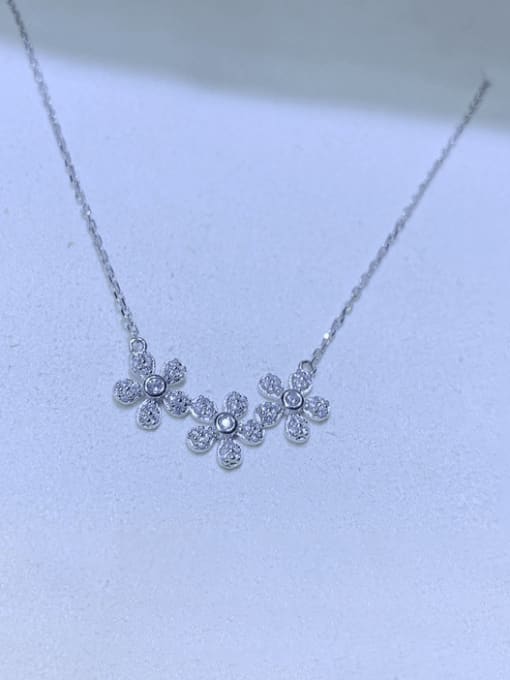 A&T Jewelry 925 Sterling Silver Cubic Zirconia Flower Dainty Necklace 2