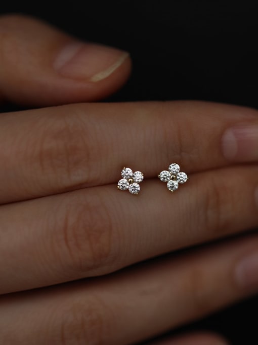 ZEMI 925 Sterling Silver Cubic Zirconia Flower Dainty Stud Earring 2