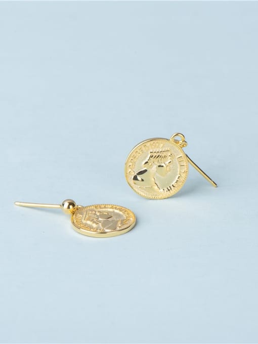Gold 925 Sterling Silver profile picture coin Coin Vintage Drop Earring