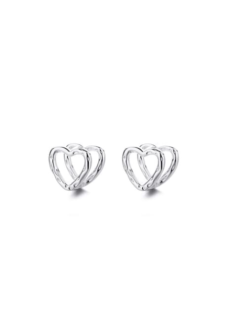 TAIS 925 Sterling Silver  Hollow  Heart Vintage Huggie Earring 0