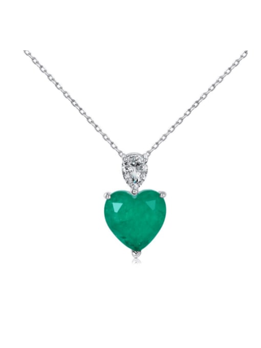 Platinum DY190606 S W WG 925 Sterling Silver Cubic Zirconia Heart Minimalist Necklace