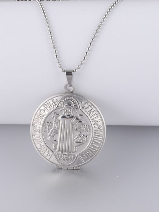 Xh013 Christianity Stainless steel bead chain love pattern round shell book oval pendant necklace