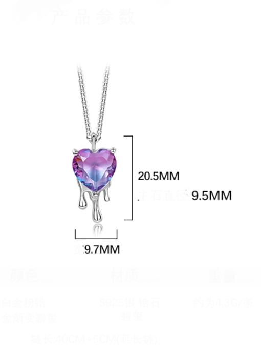 YUANFAN 925 Sterling Silver Cubic Zirconia Heart Trend Necklace 3
