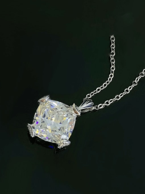 M&J 925 Sterling Silver High Carbon Diamond Geometric Dainty Necklace 1