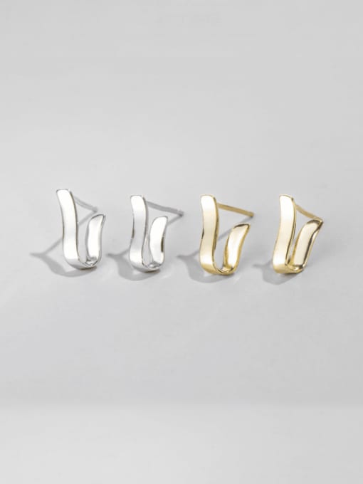 ARTTI 925 Sterling Silver Irregular Geometric Minimalist Stud Earring