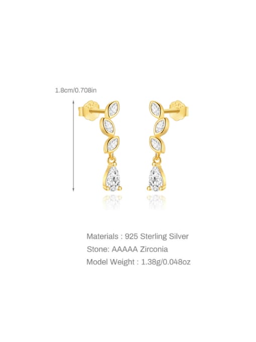 Golden earrings 925 Sterling Silver Cubic Zirconia Dainty Water Drop Earring and Necklace Set