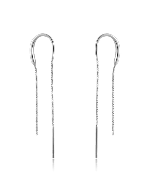 platinum 925 Sterling Silver Tassel Dainty Threader Earring