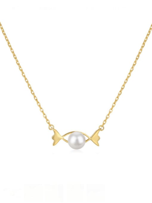 STL-Silver Jewelry 925 Sterling Silver Imitation Pearl Geometric Minimalist Necklace
