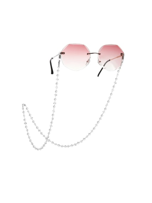 White K Brass Synthetic Crystal Imitation Pearl Minimalist Sunglass Chains