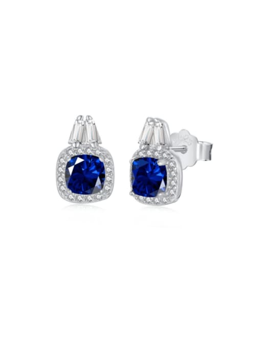 DY110122 S W BLUE 925 Sterling Silver Cubic Zirconia Geometric Luxury Stud Earring