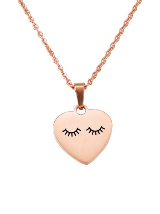 Rose Gold 3 Stainless steel Letter Heart Trend Necklace