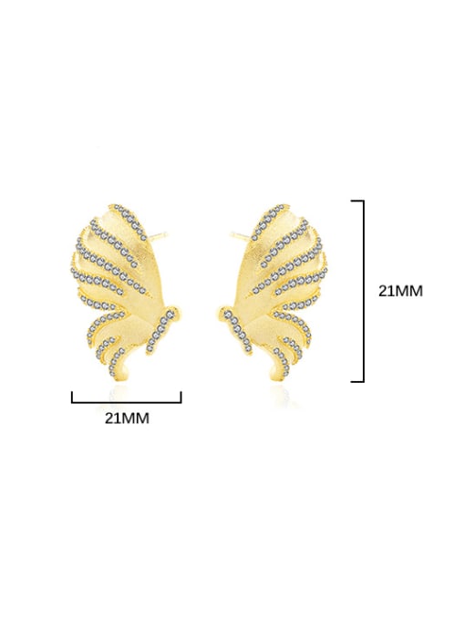 YUANFAN 925 Sterling Silver Cubic Zirconia Butterfly Trend Stud Earring 3