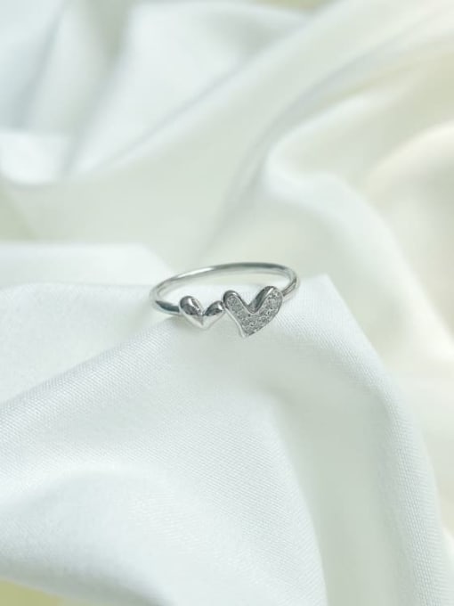 STL-Silver Jewelry 925 Sterling Silver Cubic Zirconia Heart Minimalist Band Ring 3