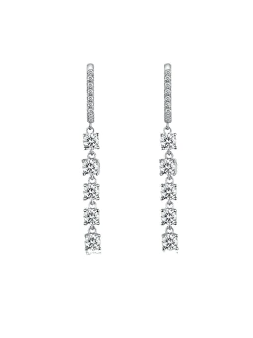 M&J 925 Sterling Silver Cubic Zirconia Tassel Luxury Cluster Earring