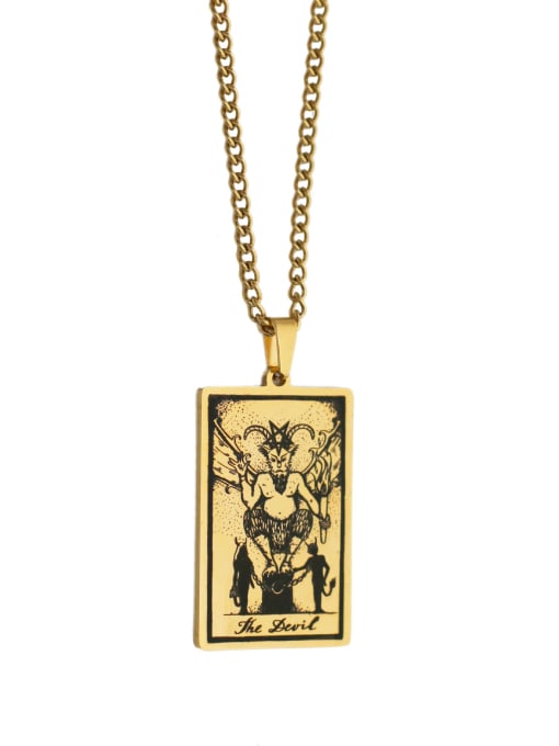 golden The Devil's Tarot hip hop stainless steel titanium steel necklace