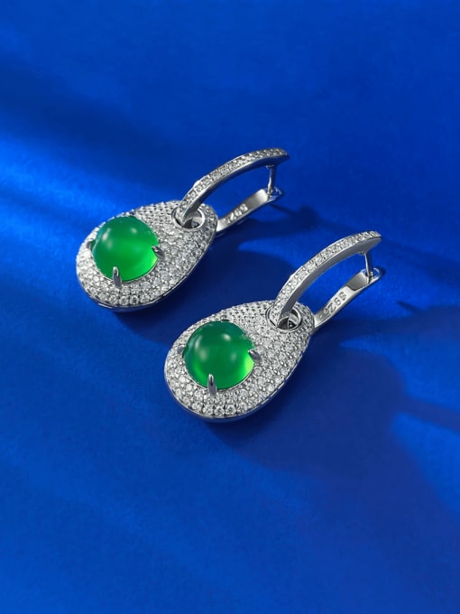 M&J 925 Sterling Silver Cubic Zirconia Water Drop Luxury Cluster Earring 1