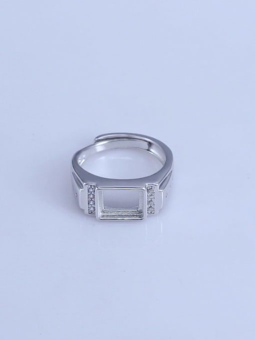 Supply 925 Sterling Silver 18K White Gold Plated Geometric Ring Setting Stone size: 7*9mm