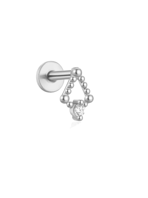 Single Platinum 9 925 Sterling Silver Cubic Zirconia Geometric Dainty Single Earring