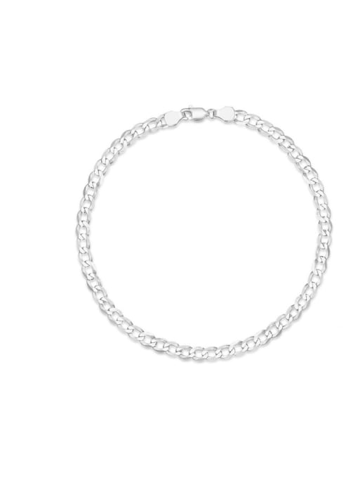 Platinum 925 Sterling Silver Geometric Chain Minimalist Link Bracelet