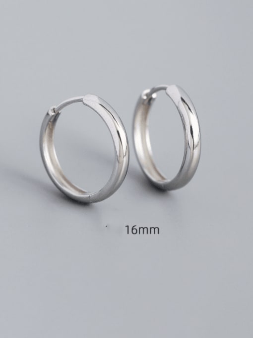 16mm white gold 925 Sterling Silver Geometric Minimalist Huggie Earring