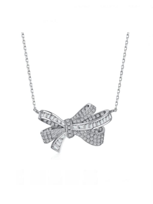 Platinum 925 Sterling Silver Cubic Zirconia Butterfly Luxury Necklace