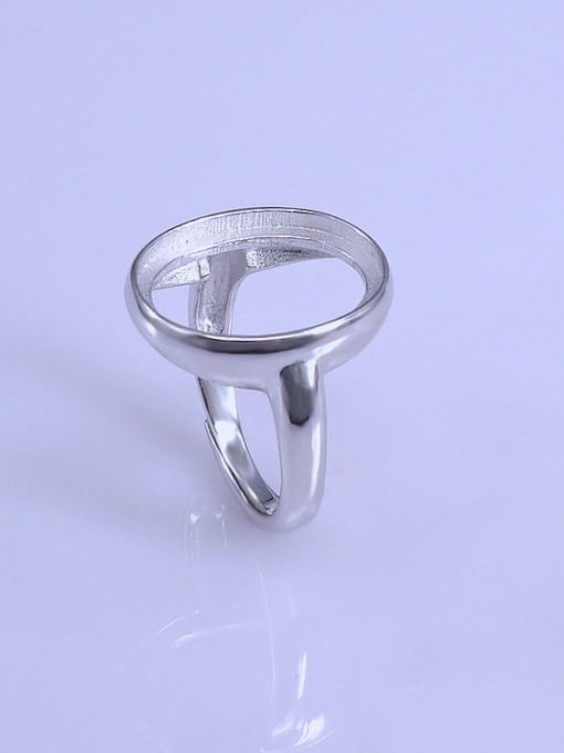 Supply 925 Sterling Silver 18K White Gold Plated Geometric Ring Setting Stone size: 14*18mm 0