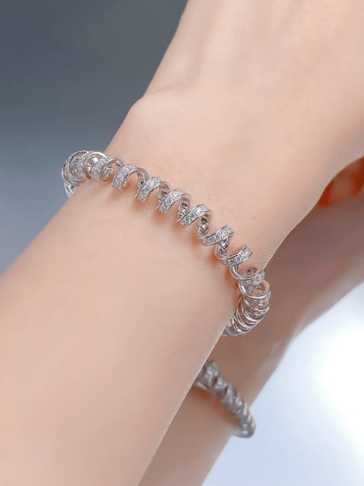 M&J 925 Sterling Silver Cubic Zirconia Irregular Minimalist Bracelet 1