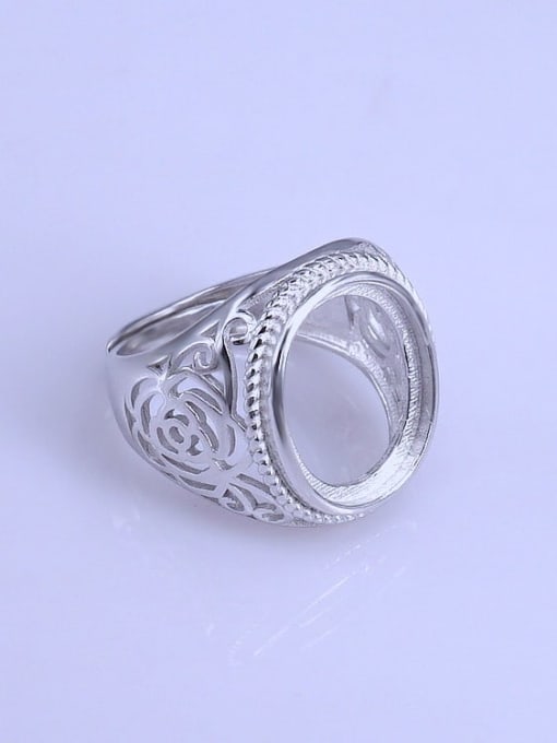 Supply 925 Sterling Silver 18K White Gold Plated Geometric Ring Setting Stone size: 11*17mm 1
