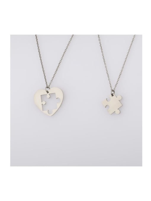 MEN PO Stainless steel Heart puzzle Trend Necklace 0