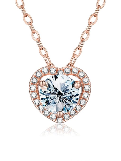 Rose Gold 925 Sterling Silver Moissanite Heart Dainty Necklace
