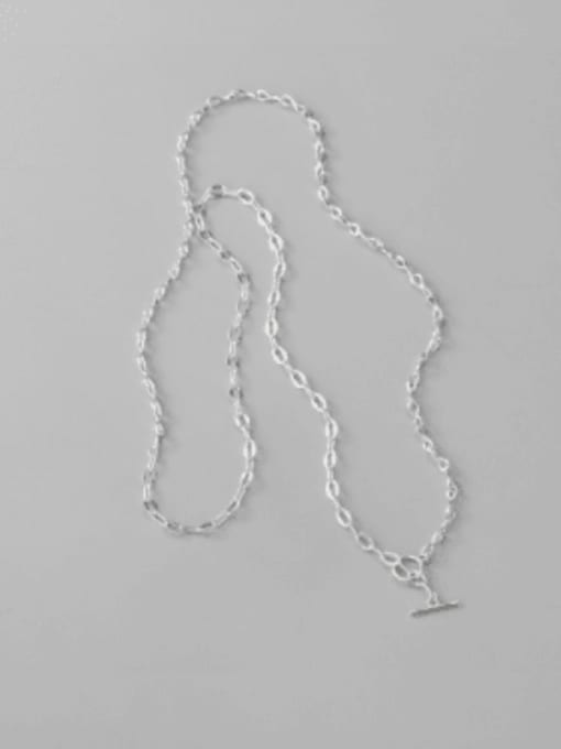 Splicing Necklace 925 Sterling Silver Minimalist Hollow Heart Long Strand Necklace